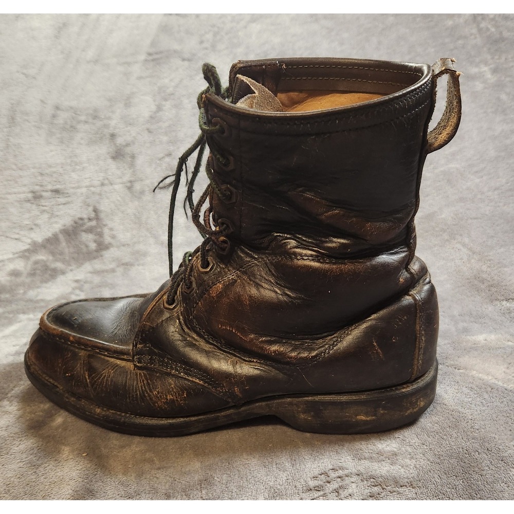 Iron Age Boots Mens 8 Brown Leather Grabber Union Made 1970's USA Steel Toe 70s